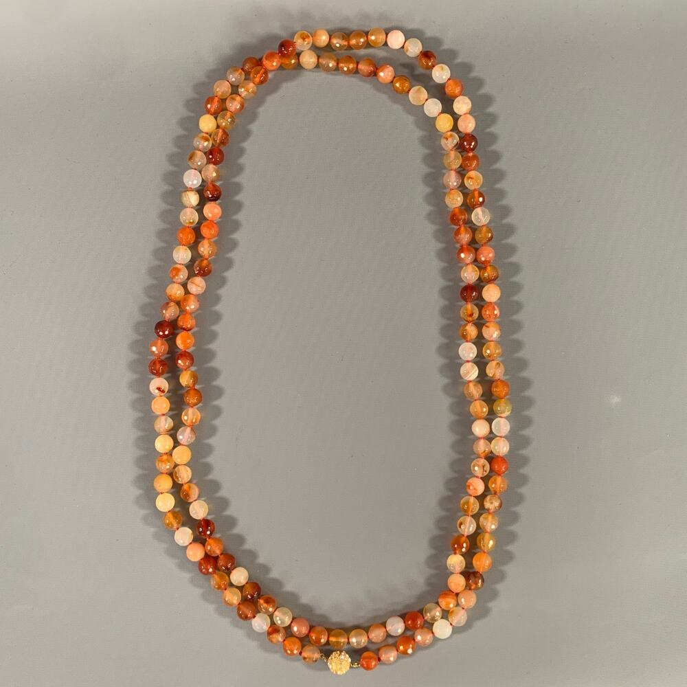 Unbranded Orange Tan Stone Beaded Necklace One Size
